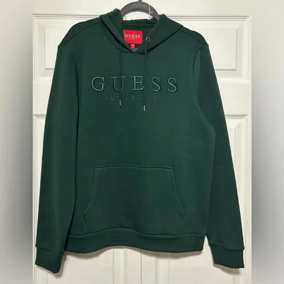 Guess Los Angeles Fleece Hoodie Embroidered Logo Alpine Grove color Size M - Picture 1 of 4